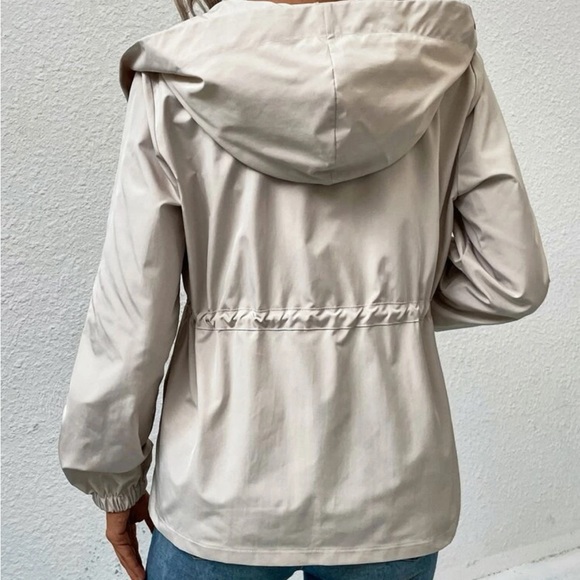 SHEIN LUNE Drawstring Waist Zip-up Hooded Jacket - Picture 2 of 4